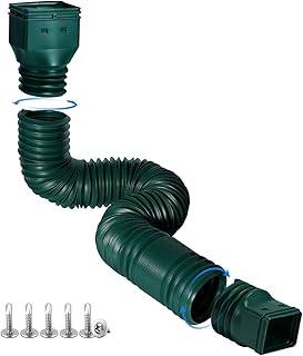 Green1-Pack Rain Gutter Downspout Extensions Flexible, Drain Downspout Extender,Down Spout Drain Extender, Gutter Connector Rainwater Drainage,Extendable from 21 to 60 Inches.