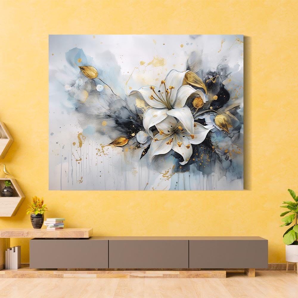 Wakefit Wall Painting, Floral Cluster Arrange Canvas Wall Art, Wooden Framed Floral Cluster,Painting for Wall decoration, Wall Painting for Living Room, Modern Home Decor, Set of 1, (8x6 Inch)