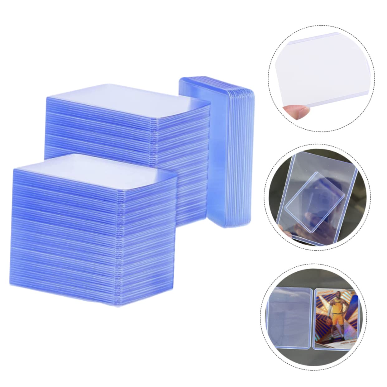 Bustine Protettive per Carte Standard in Pvc Blu 100 Pezzi | Trasparenti, Anti-graffio e Riutilizzabili, per Carte da Gioco, Finitura Resistente'usura E'attrito