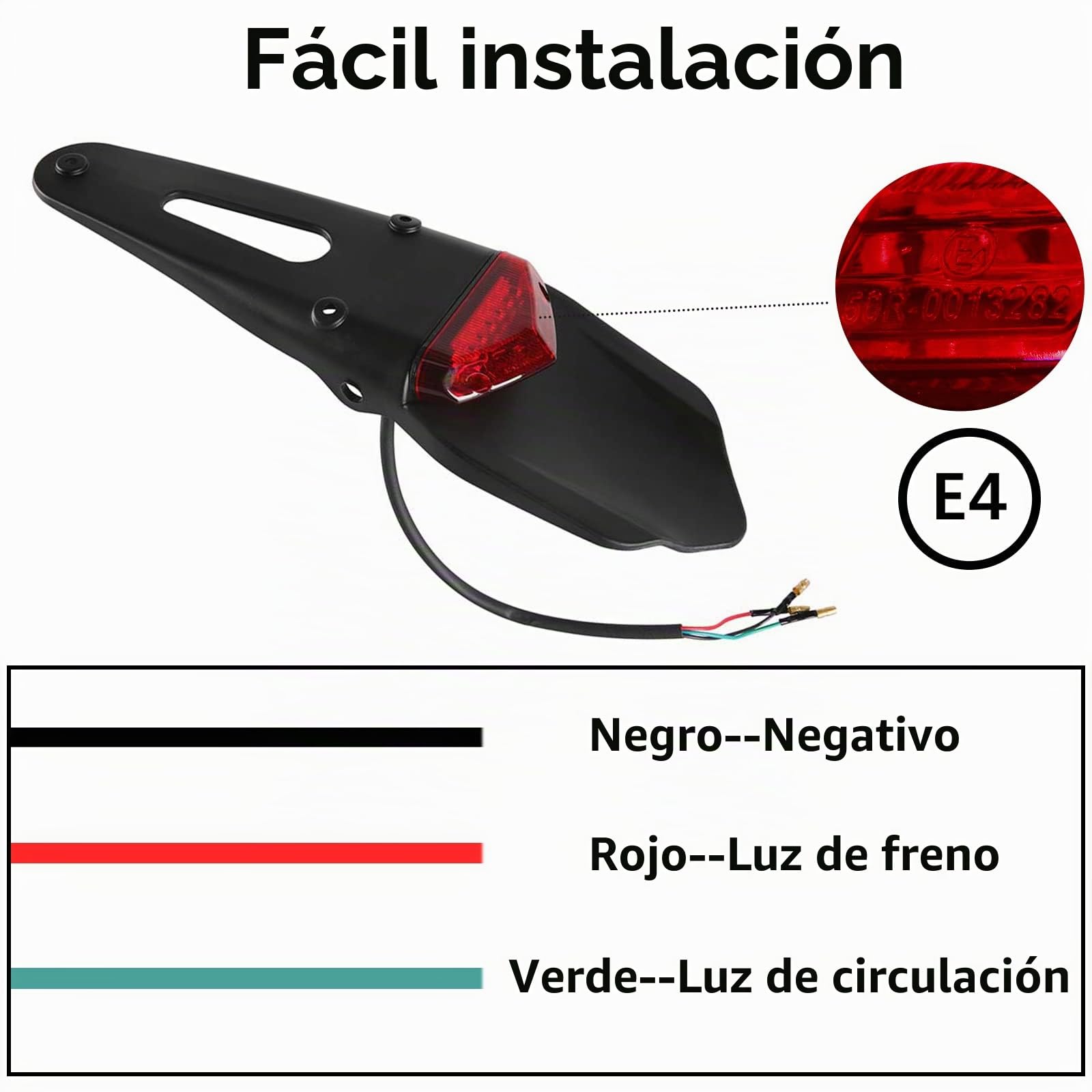DREAMIZER Luz Trasera Para Motocicleta, Luces De Freno para Motocross, 12V Homologado Guardabarros Trasero, Universal para Enduro Dirt Bike XR250 400 650 WR250F 450F 250X 450X Crf Mx Trail Supermoto