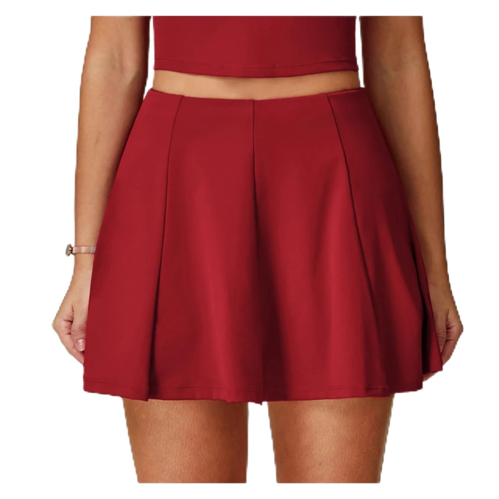 Tennisrock Damen Damen Tennis-Minirock mit hoher Taille, Tennis, Yoga, Golf, Sportgürtel, Sicherheitshose, Tasche, bequemer und atmungsaktiver Sportrock
