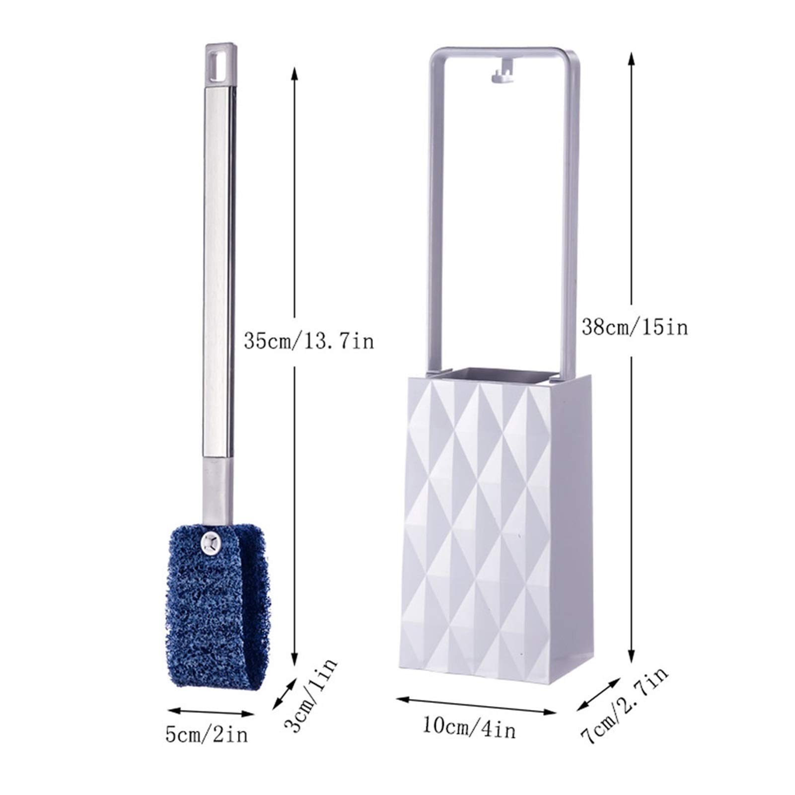 Escobilla Baño/Escobilla y Portaescobillas de Baño Cepillo de baño y soporte, limpieza del cepillo de inodoro con mango de aluminio y cabeza de cepillo de fibra de nylon suave para la limpieza del bañ