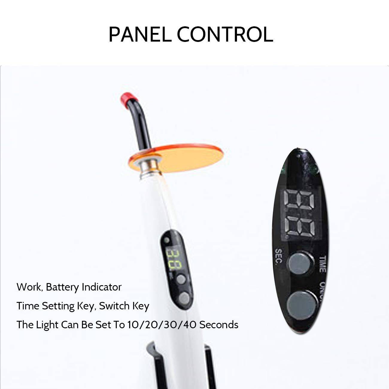 Lampe en Résine Composite 1500 MW/cm² avec Synchronisation Intelligente, Fonction Anti-Court-Circuit, 3 Modes, Station d'accueil Rechargeable, Longueur d'onde 420-480 nm