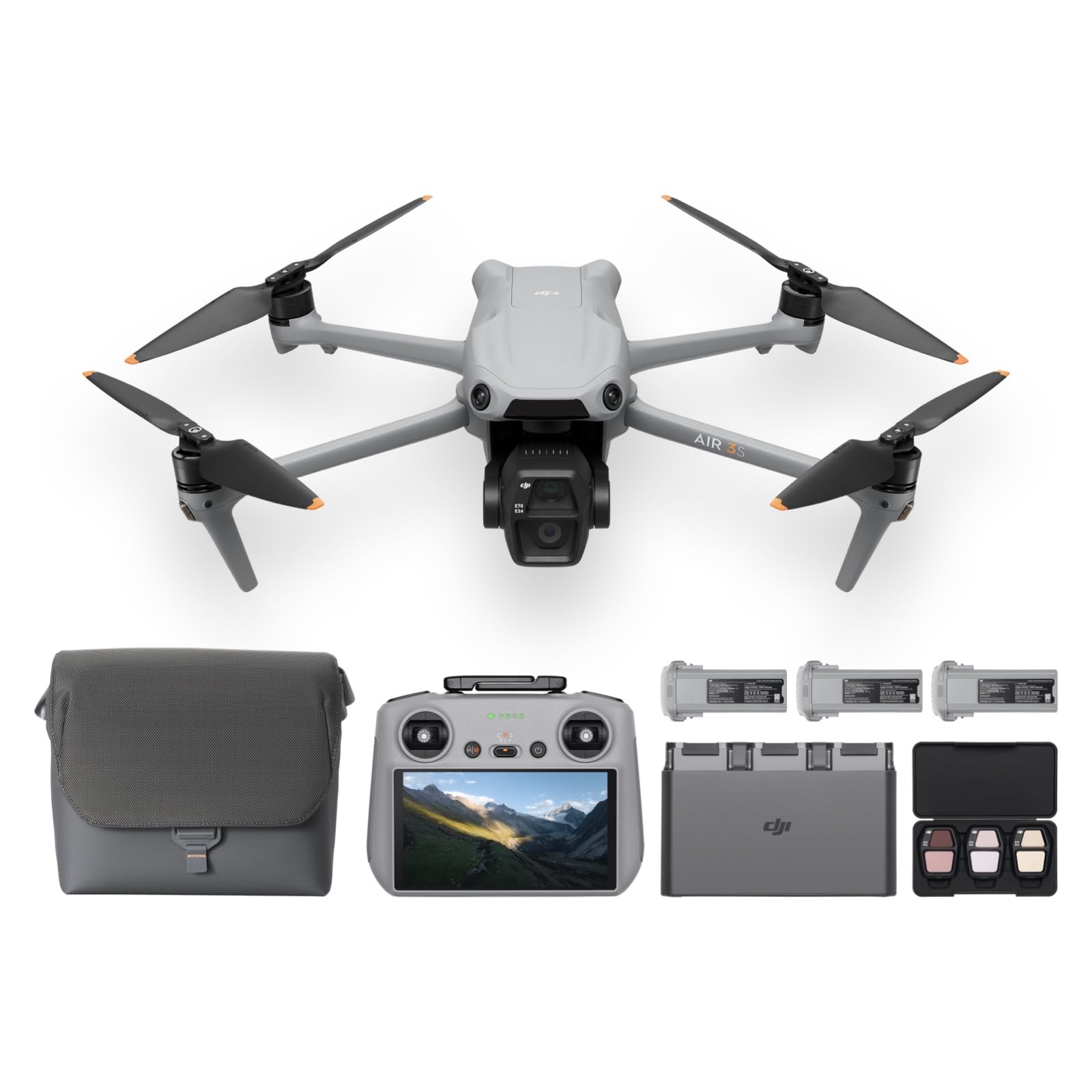 Bundle Fly More DJI Air 3S Drone avec Radiocommande RC 2 avec Écran