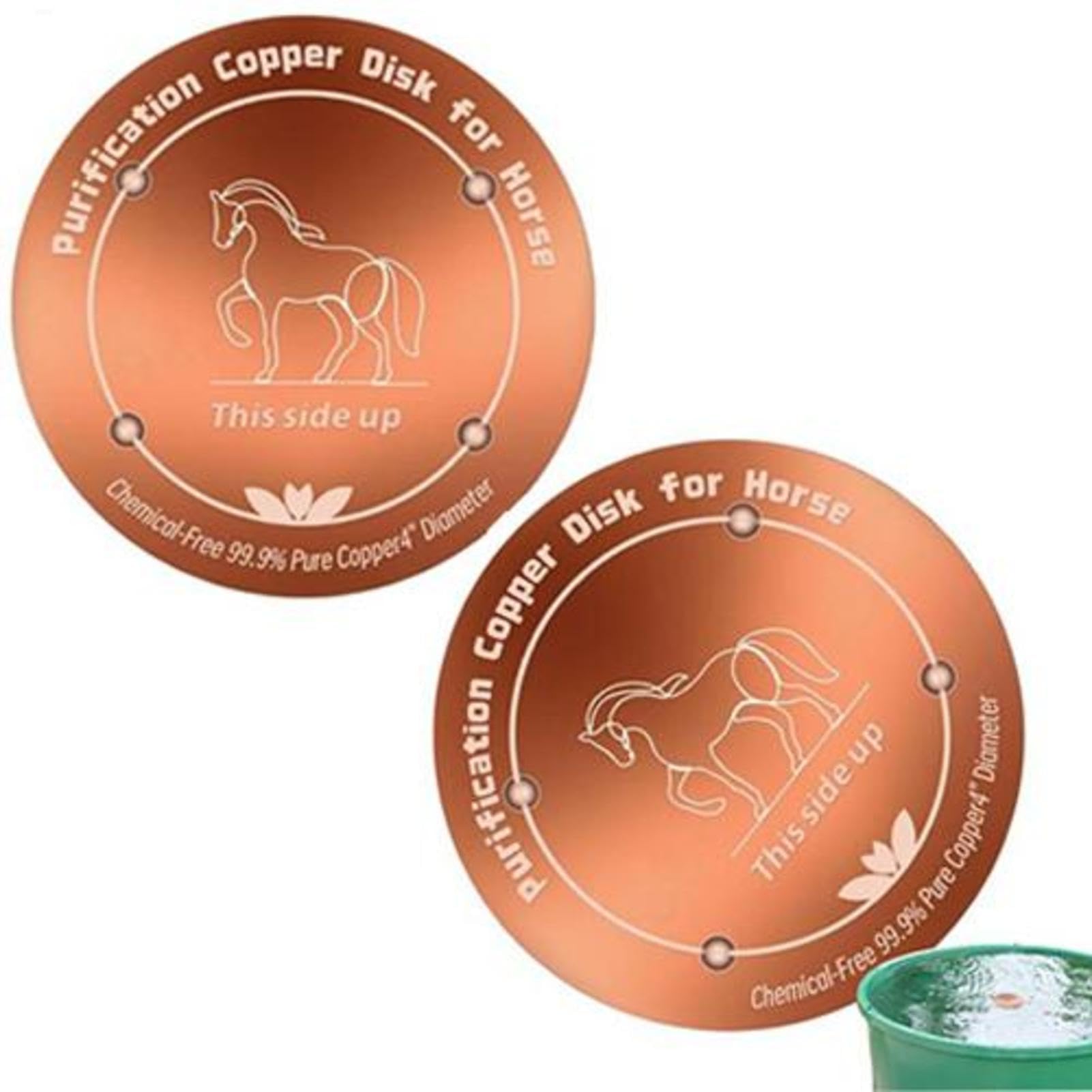 2 Pieces Bird Bath Pure Copper Disk, 4 Inch Copper Cleaning Plate, Coppers Purifier Disk With 3 Point Support, Cow Water Trough Purification Plate, For All Seasons Outdoor Pool Farm Drinking