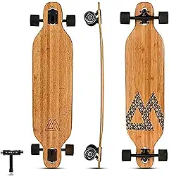 Magneto Skate Longboards de fibra de carbono de bambu para cruzeiro, esculpir, estilo livre, downhill e dança | Truques de kicktails Carver Drop Through | Ótimo para adolescentes, adultos, homens e mulheres