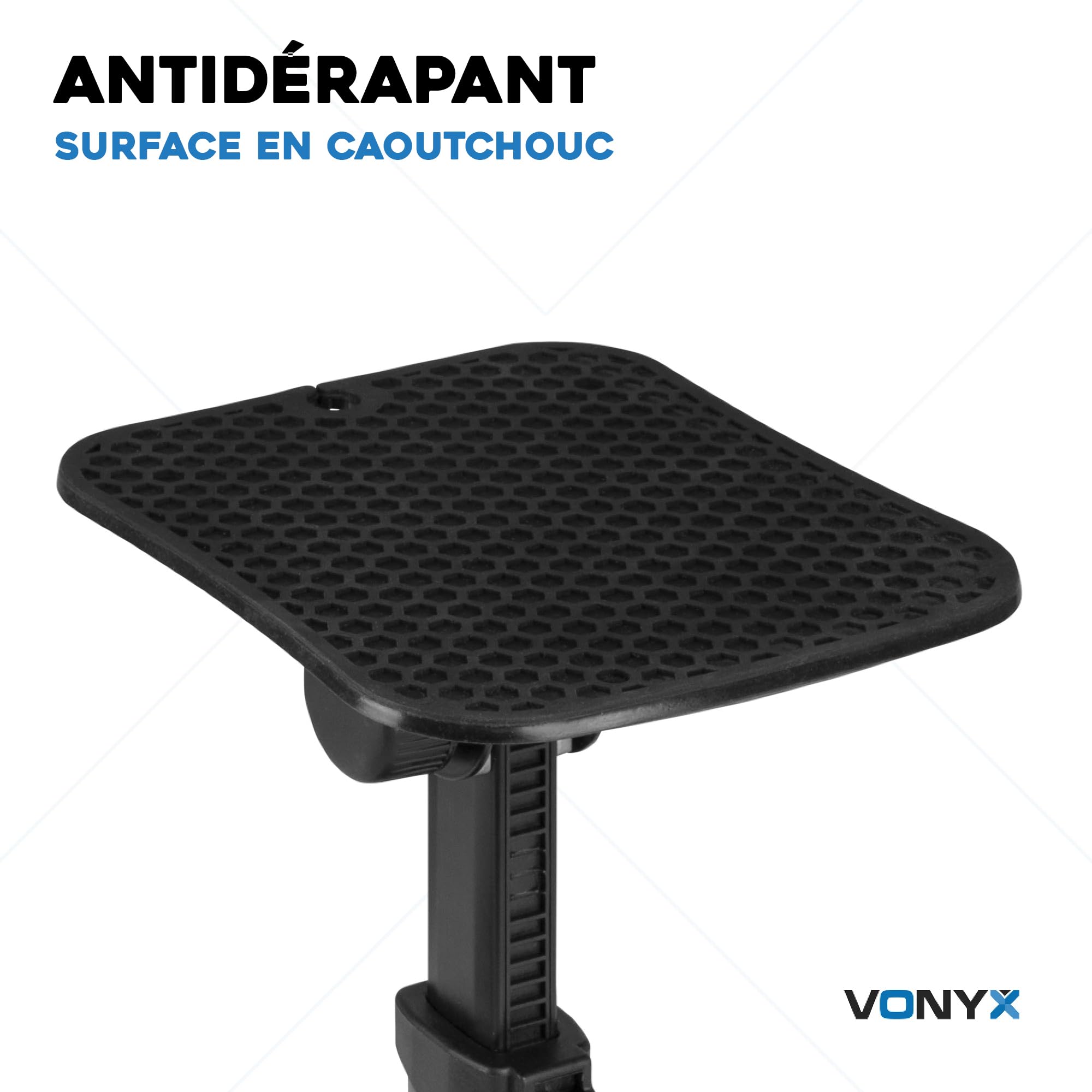 VONYX SMS32 Supports Enceintes de Monitoring avec Crochet - Hauteur Réglable 23-29,5 cm, Enceinte 8'', Antidérapant, Charge Maxi 15kg, Idéal pour Optimiser la Projection du Son et de l'Écoute