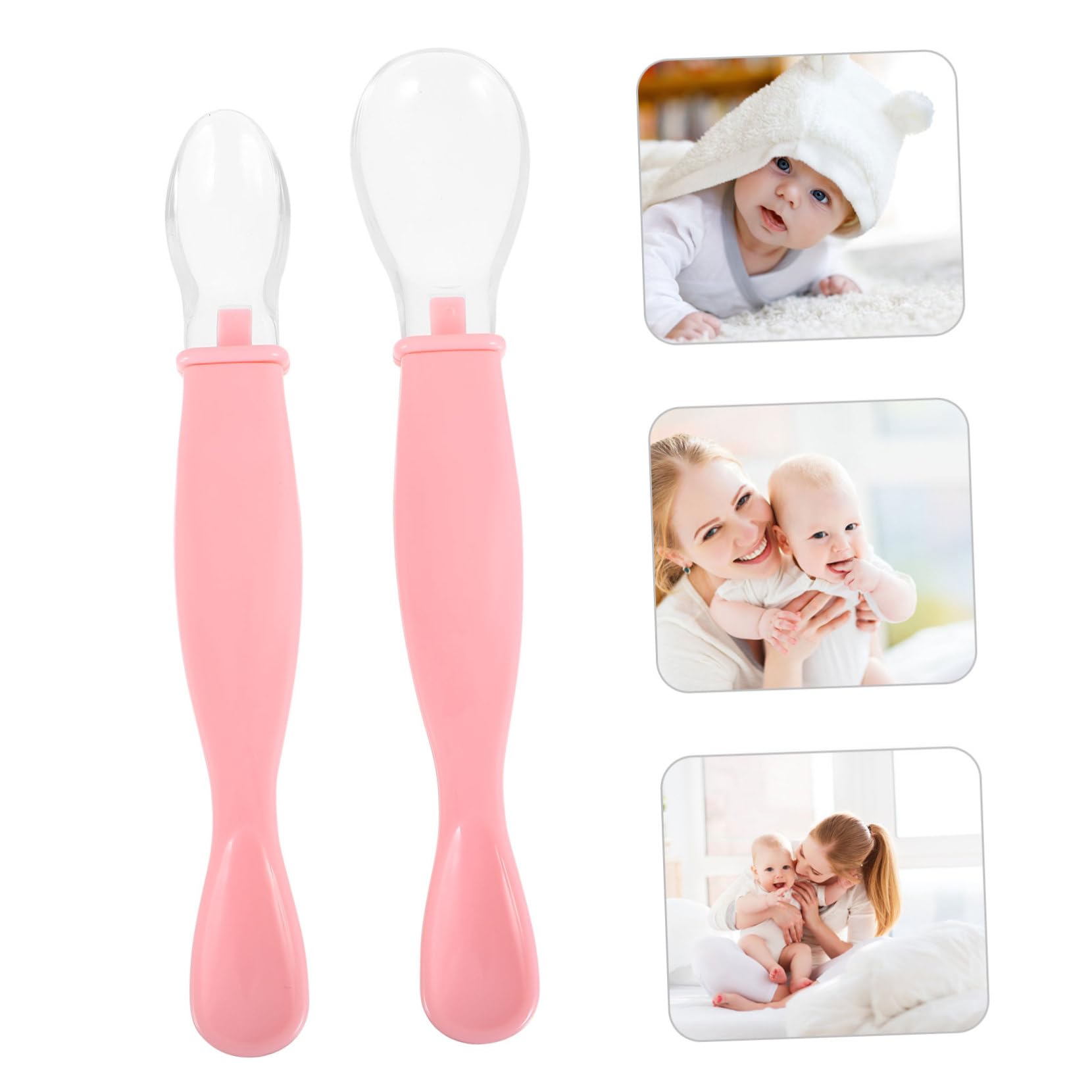 HANABASS Adorable Food Spoon Pack Silicone Utensils First Stage Boy Girl Spoons Lightweight Portable