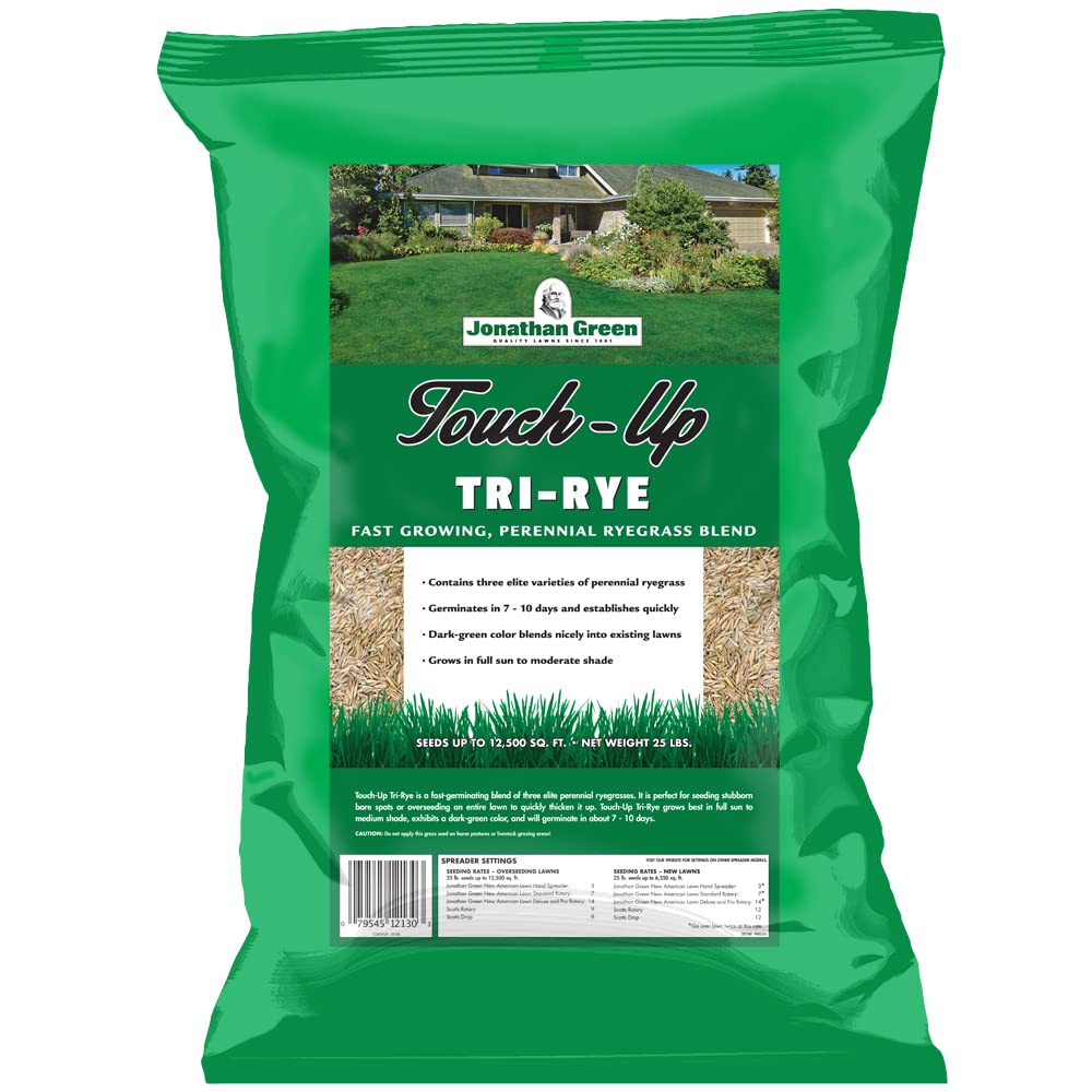 Jonathan Green (12130) Touch-Up TRI-RYE Perennial Ryegrass Grass Seed - Cool Season Lawn Seed (25 lb)
