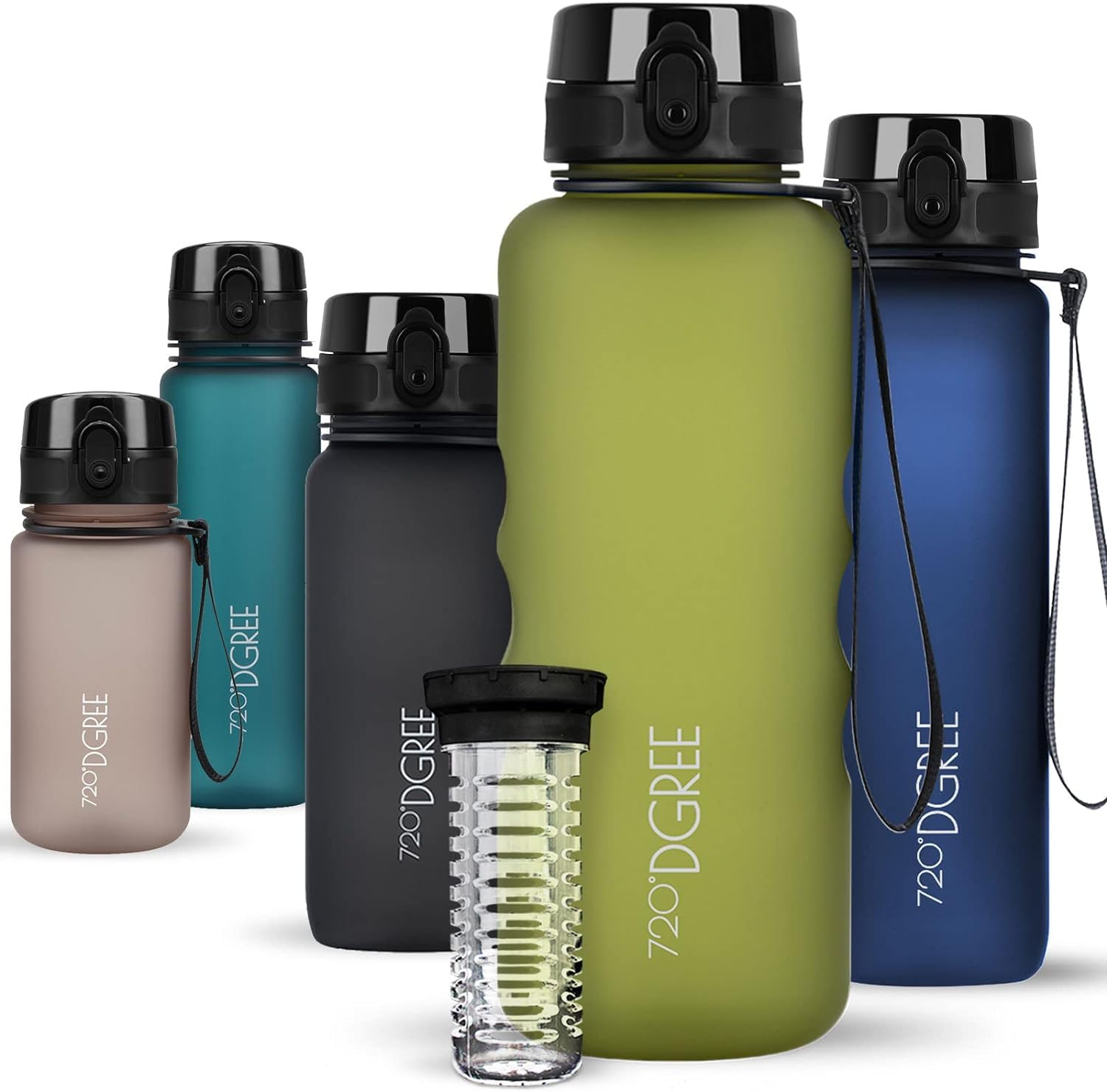720°DGREE Botella Agua 1 Litro “uberBottle“ - Tamiz-Fruta, softTouch - Sin BPA, Prueba de Fugas, Reutilizable - Cantimplora, Water Bottle ideal para Deporte, Fitness, Gimnasio, Senderismo, Ciclismo — view 209