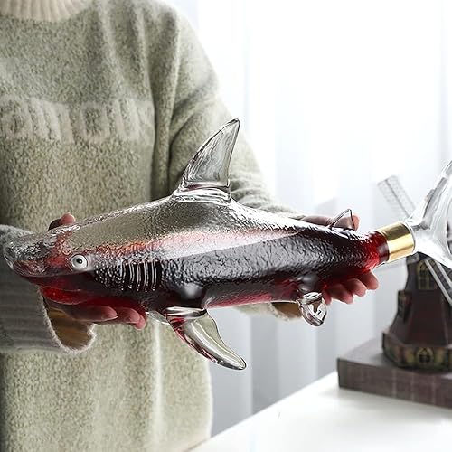 Miniatura 4 de Decantadores de vino 33.8 fl oz Tiburones Decantador de whisky Botella de vino de vidrio Decantador de licor para whisky, escocés, vodka de bourbon