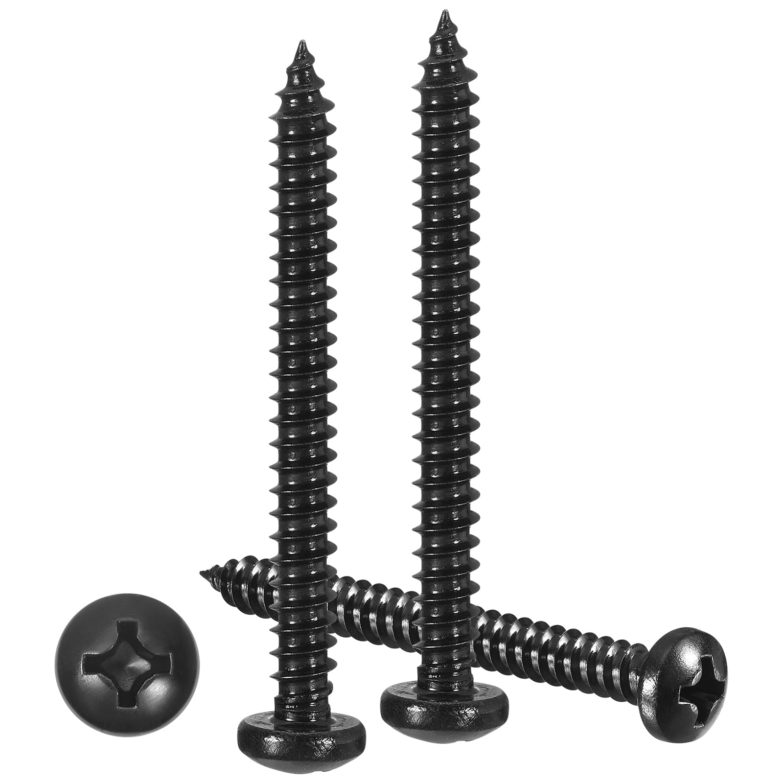 METALLIXITY Phillips Pan Head Self Tapping Screws(#8x1-3/4") 100Pcs, 304 Stainless Steel Self Drilling Screw for Metal Wood Plastic, for Cabinet Wall Shutter Plate Rock Furniture, Black — image 1