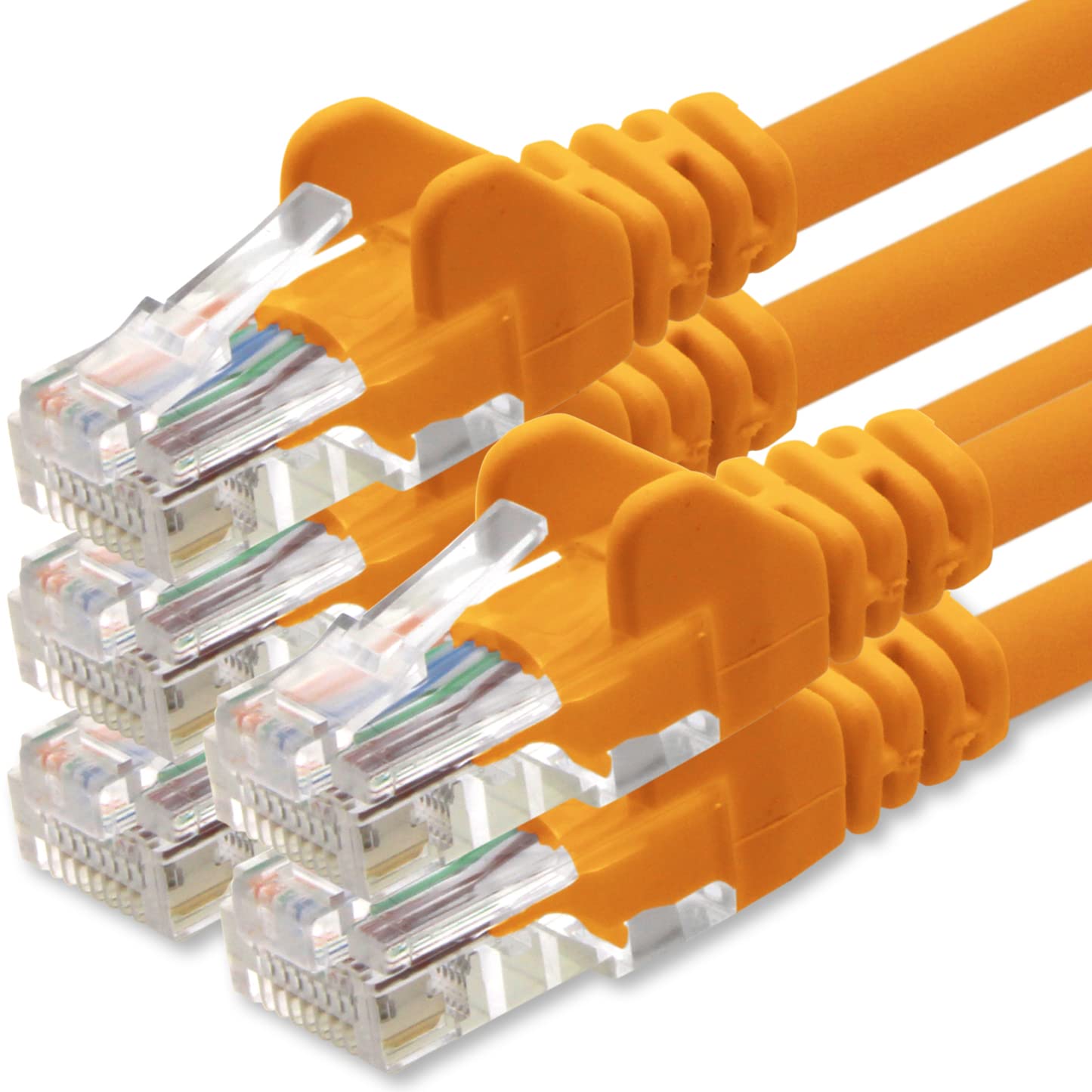 1aTTack.de Netzwerkkabel Cat.6 - orange - 5X - 10m - (Set) - CAT6 Ethernet Kabel Lankabel 1000 Mbits Patchkabel
