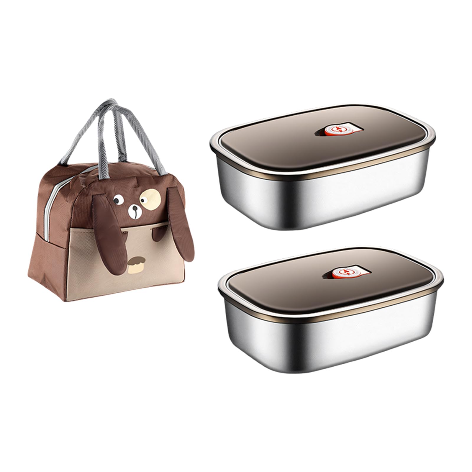 Jazuaiao A Rectangular Meal Container Set With Insulated Bag, Stainless Steel Lunch Box For Everyday Packing, Fresh-Tasting Portions Steel Lunch Bag School Work Commute Food