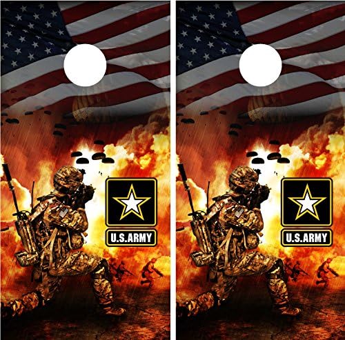 Army Military Soldier American Flag Laminated Cornhole Board Decal Wrap Wraps