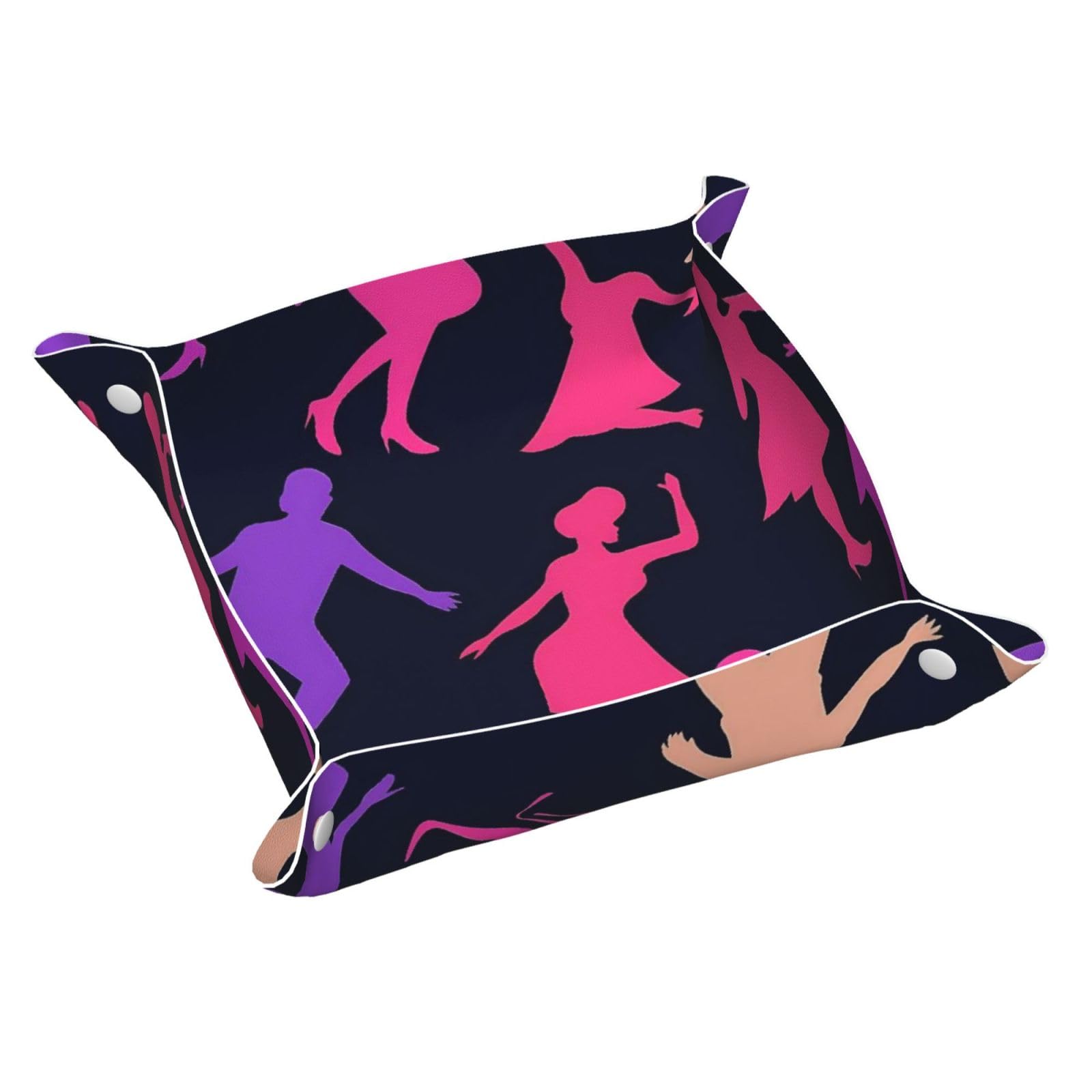 HLBSDM Vintage Vibrant Dancer Silhouette Tray Men's Leather Valet Parking Portable Entrance Trays Bedside Storage Box