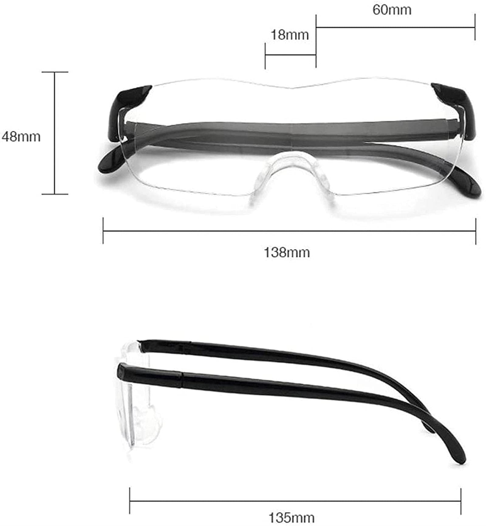 JOZZY Lupa,Gafas de Lectura - 3 Veces más Antiguas Tipo de Auricular portátil Tipo de Gafas de Alta definición Tipo de Gafas Lupa