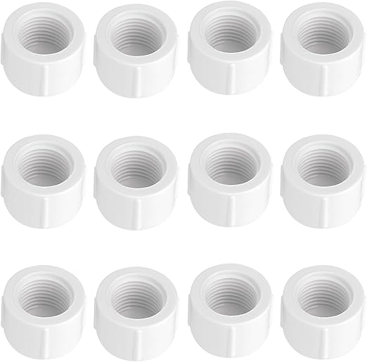 30Pack 1/2 Pvc Cap Female, Sch 40 PVC Pipe threaded Cap, PVC Pipe
