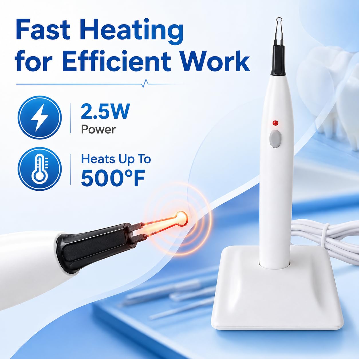 Dental Guttapercha Tooth Cortador de encías Endo Gutta Cutter Temperatura máxima 260 ℃ + 4 agujas para fiebre, cortador dental, para odontología profesional, clínica o laboratorio