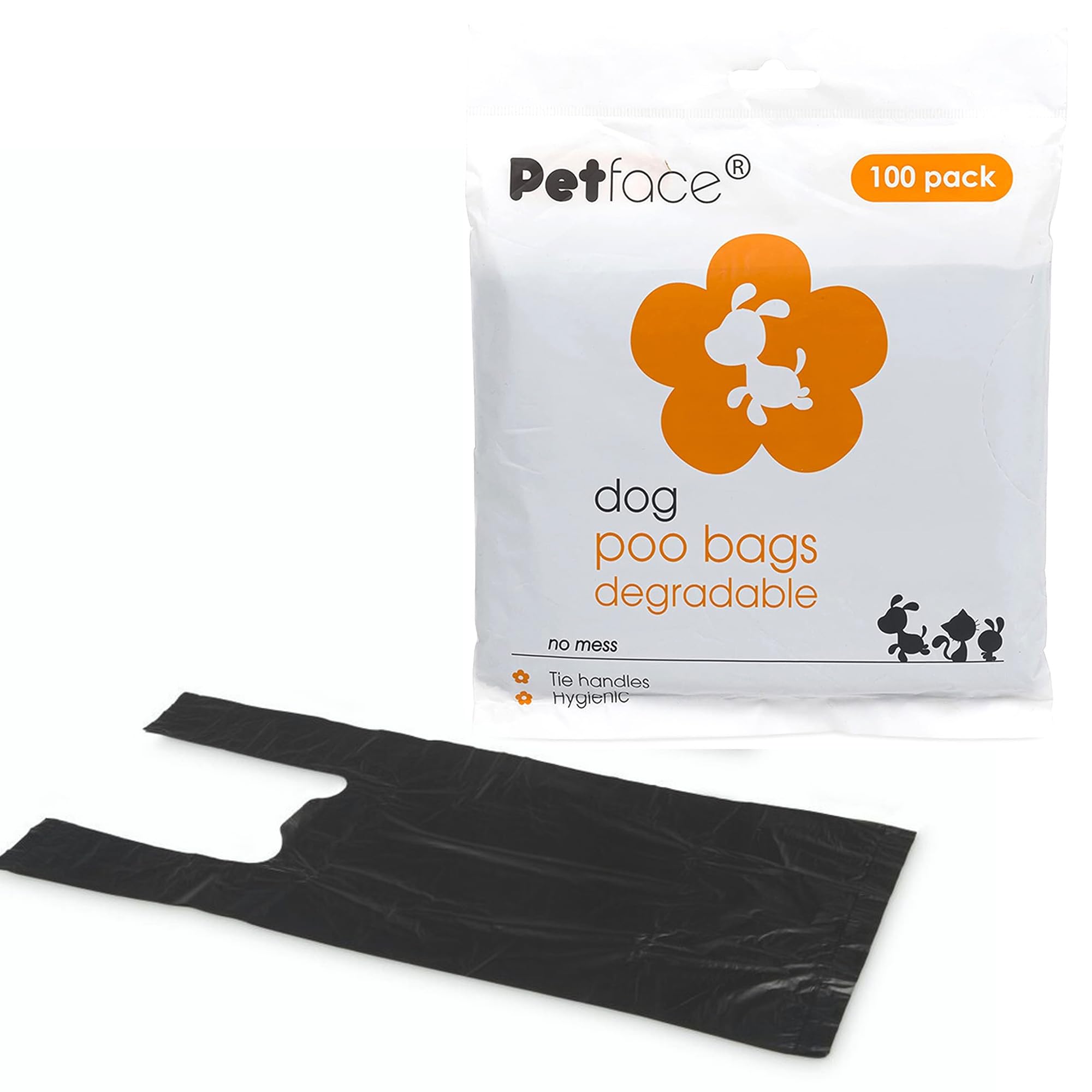 Petface No Mess Degradable Poop Bags With Tie Handles (Pack of 100)