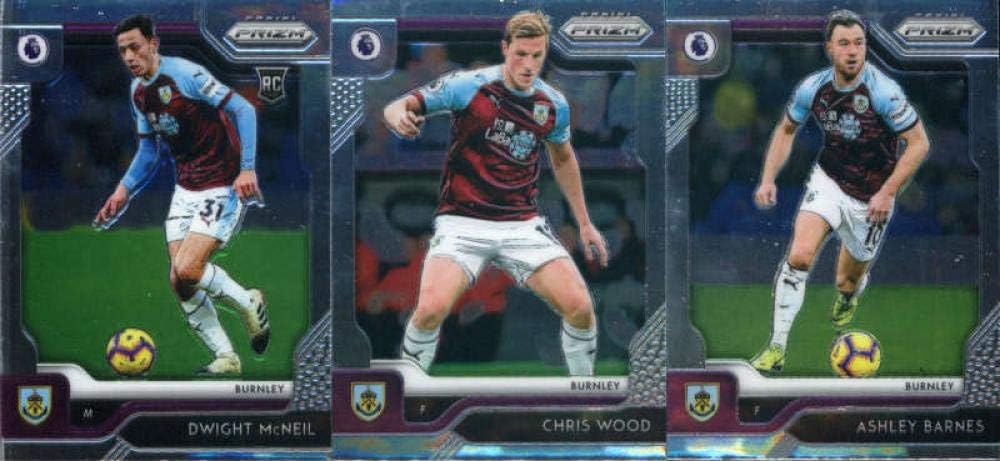 2019-20 Panini Prizm Premier League Soccer Burnley Team Set of 12 Cards: Tom Heaton(#241), Ben Mee(#242), James Tarkowski(#243), Jack Cork(#244), Ashley Westwood(#245), Jeff Hendrick(#246), Charlie Taylor(#247), Robbie Brady(#248), Johann Berg Gudmundsson(#249), Dwight McNeil(#250), Chris Wood(#251), Ashley Barnes(#252)
