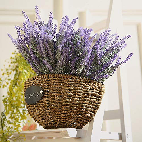 8 Bundles Artificial Flowers Fake Lavender Plant Artificial Lavender Bouquet Faux Flocked Plastic Flowers Wedding Bridle Bouquet Indoor Outdoor Home Kitchen Office Table Décor (Purple Lavender/8Pcs) #TOP4