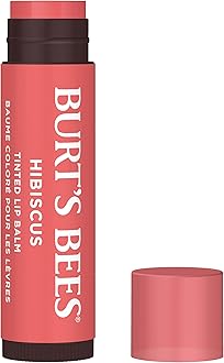 Burt's Bees Lip Tint Balm, Long Lasting 2 in 1 Duo Tinted Balm Formula, Color Infused with Hydrating Shea Butter for a Natural Looking Buildable Finish, Hibiscus, 1 Tube