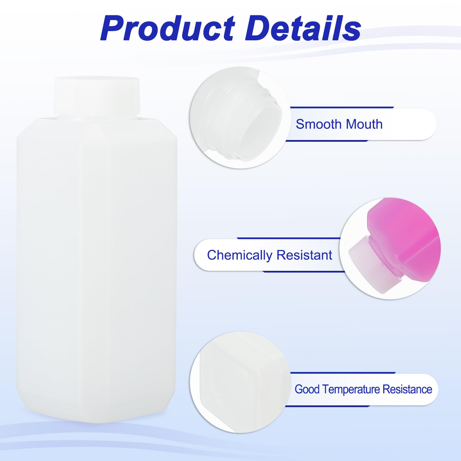PATIKIL Frascos De Reactivos, 16 Pcs 250ml HDPE Boca Estrecha Contenedor Cuadrado Para Almacenamiento De Muestras Con Tapa De Anillo Interior Para Laboratorio Líquidos Reactivos Agua