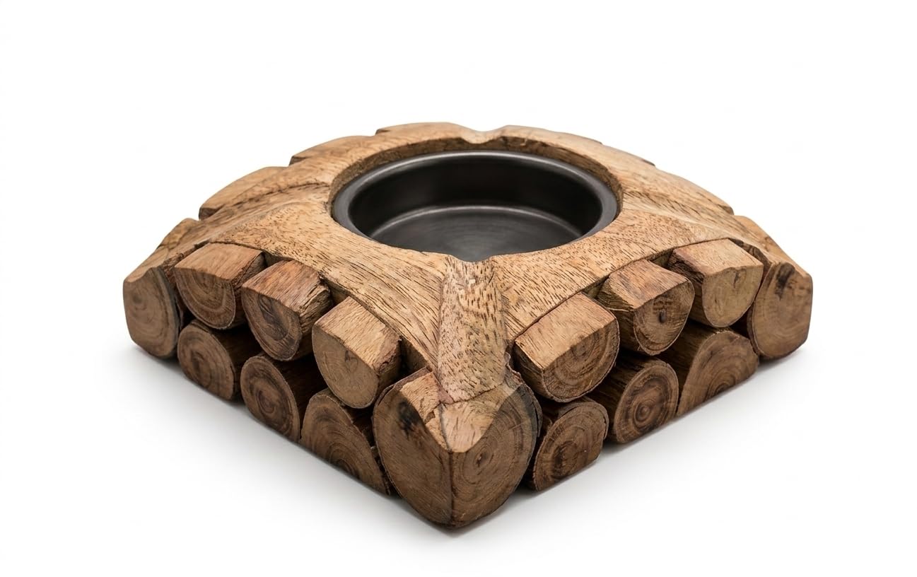Handmade Mango Wood Ashtray for Cigarettes & Cigars – Natural Wooden Ash Tray with 4 Slots, Rustic Square Smoking Ashtray for Home, Office, Bar, Balcony, Taper shape.-image-7