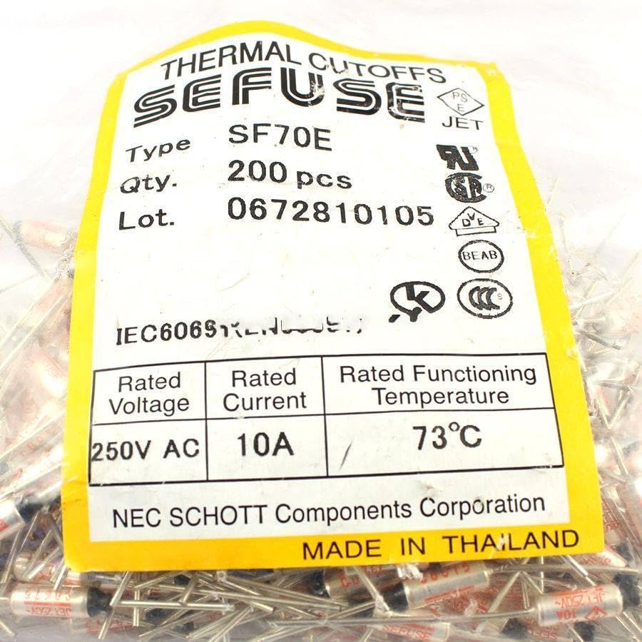 10 Pcs Thermal Fuse 73 Degree TF Cutoff 250V 10A SF70E