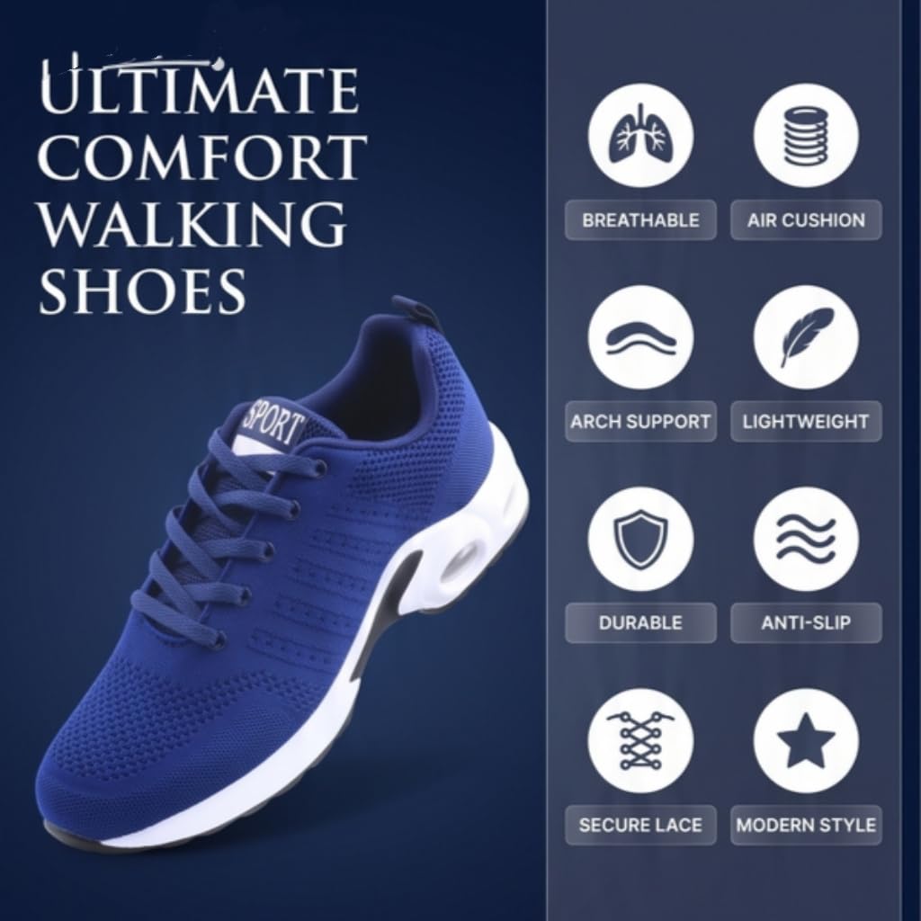 AioTio Buty do chodzenia Mężczyźni Buty Sportowe Oddychające Lekkie Wsparcie łuku Wkładka do codziennego użytku Jogging Walking Fitness Buty