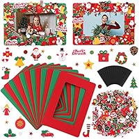 Fovths 436 Pieces Christmas Picture Frame Craft Kit for Kids Include Foam Photo Frames Christmas Foam Self Adhesive Stickers Magnet Art DIY Christmas Ornament for Xmas Party Favor, Home Decor