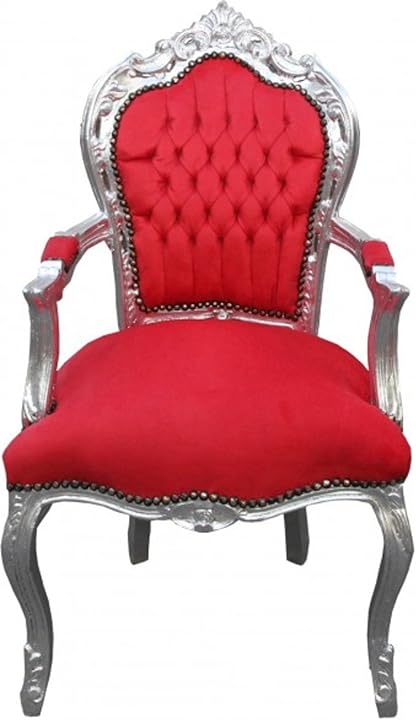Casa padrino barocco cena chair poltrona regale rosso/argento con braccioli