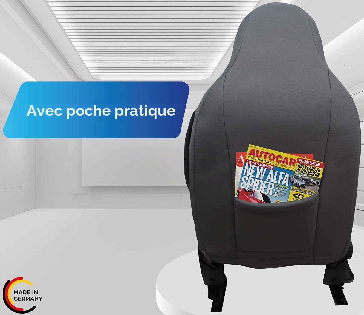 Bremer SITZBEZÜGE WPL409 - Housses de siège compatibles avec Les modèles de Pilote Ducato Weinsberg Adria Dethleffs - Lot de 2 Housses avec accoudoirs Gris