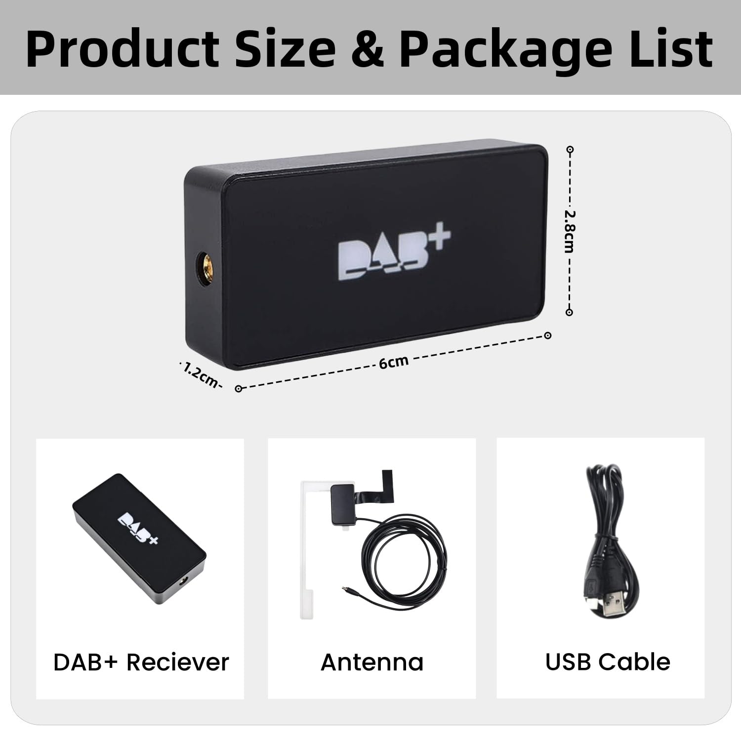 Récepteur Radio Dab/Dab+ pour Autoradio Android, Adaptateur Radio Numérique Dab pour Voiture Adaptateur Dab USB avec Antenne Tuner Dab