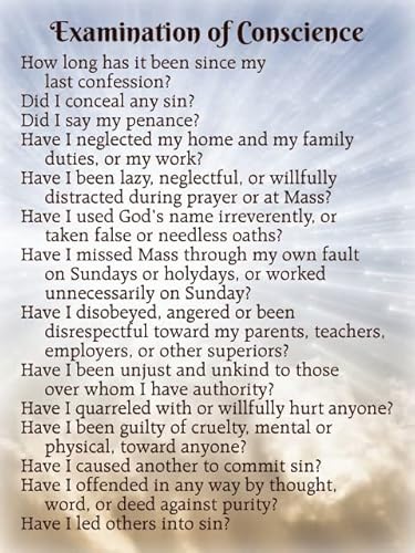 Examination Of Conscience Laminated Holy Card (3-Pack) With Two Free Prayer Cards Included