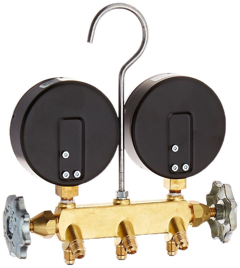 Yellow Jacket 42044 Heat Pump Manifold with 60" Black Plus II 1/4" Hoses, R-22/407C/410A