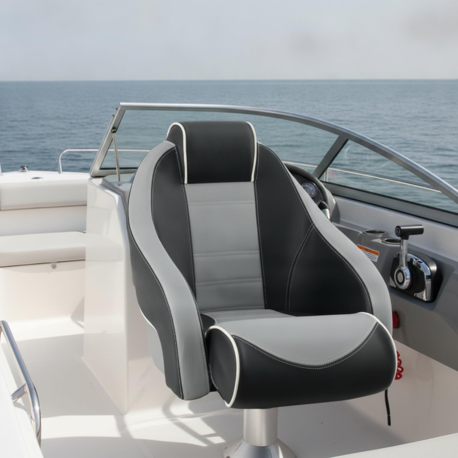 Sedile Barca Marino Impermeabile con Schienale Alto Poltrona Nautica Ergonomica Pieghevole Sedia con Cuscino Morbido Rivestimento in PVC Cerniera