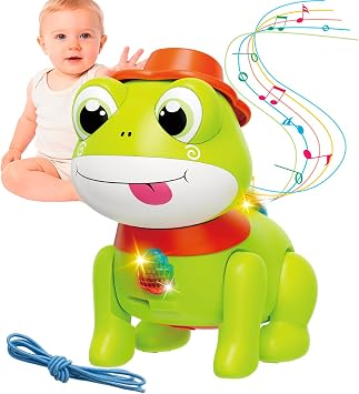 Crawling Dancing Frog Toy Tummy Time Toy for Toddlers with Music and Light, Interactive Walking Moving Sensory Toys for Infant Baby Girls and Boys, Birthday Gifts for Kids Boy Girl 3 4 5 6 7 8 Years