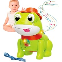 Crawling Dancing Frog Toy Tummy Time Toy for Toddlers with Music and Light, Interactive Walking Moving Sensory Toys for Infant Baby Girls and Boys, Birthday Gifts for Kids Boy Girl 3 4 5 6 7 8 Years
