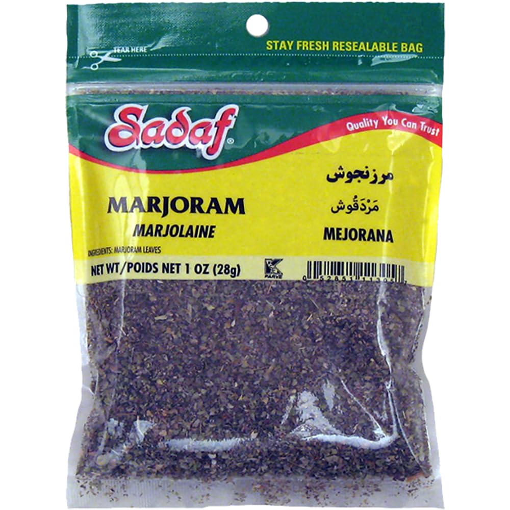 Sadaf Marjoram Leaves - Marjoram Spice for Cooking and Food Seasoning - Mejorana - Ideal for Italian and Greek dishes - Kosher - 1 Oz Resealable Bag