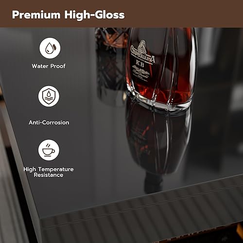 Miniatura 29 de Mesa de centro LED moderna, mesa de centro blanca de alto brillo con luces LED de 16 colores, mesa de centro rectangular contemporánea para sala de