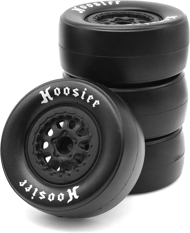 1/10 RC Short Course Racing Truck Tires and Plastic Wheels 12mm Hex Off Road Drag Smooth Tyres OD 105mm for 1:10 Truck Car TRAXXAS Slash 4X4 2WD Redcat Rc4wd Axia ARRMA SENTON 3S Losi 4PCS