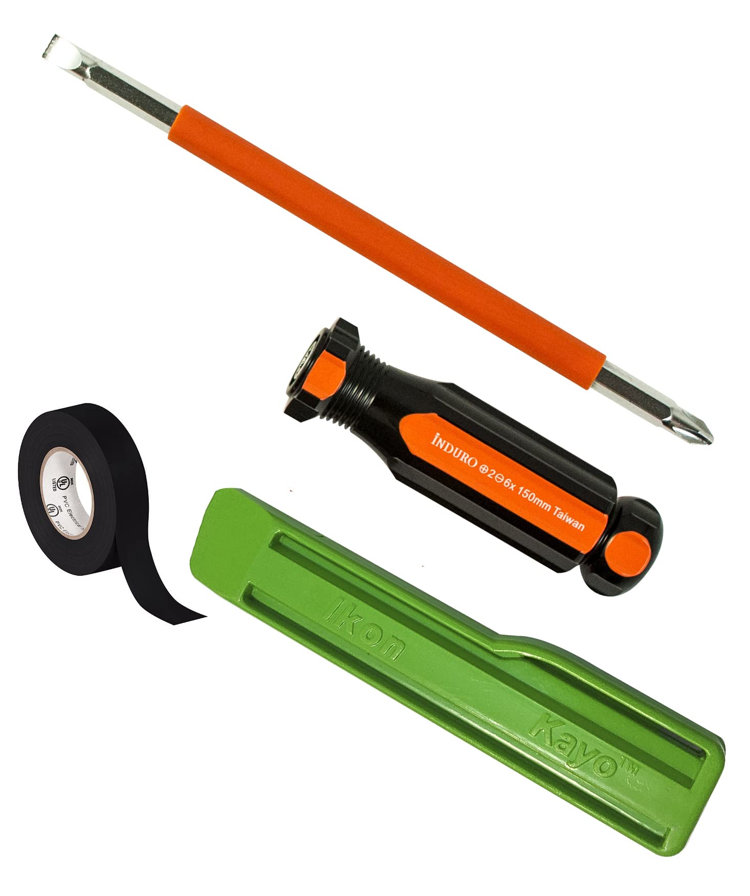 INDURO Screwdriver 2 IN 1 150 mm, Orange/Black + Knife + Electric Tape (Item-207) (B0BZCLV9YG) Amazon Price History, Amazon Price Tracker