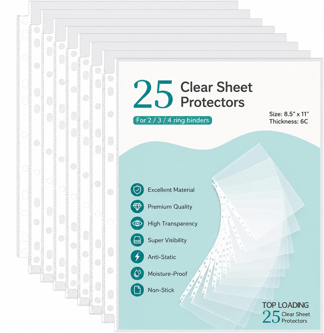 Appropriate A4 Size Transparent Document Sleeves, 25 Pcs, Heavy Duty Clear Sheet Protectors, 500 Microns, Plastic Leaf, Waterproof, 11-Hole Punched for Ring Binders & Files, Office & School Use-image-20