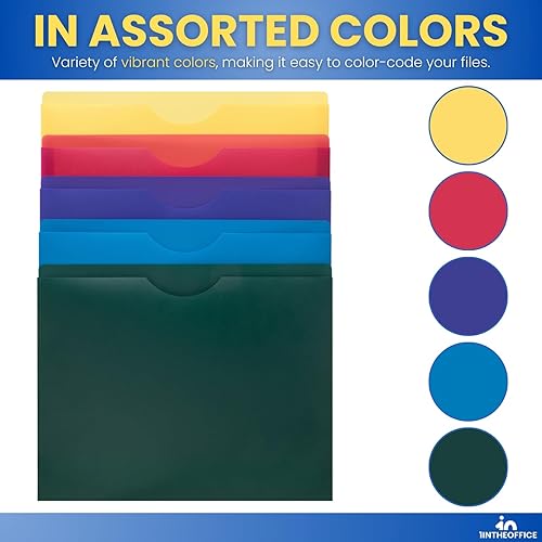 Miniatura 3 de 1InTheOffice Carpeta de archivo Poly File Jacket de archivo, chaqueta de archivo expandible de 1 pulgada, paquete de 10, surtido