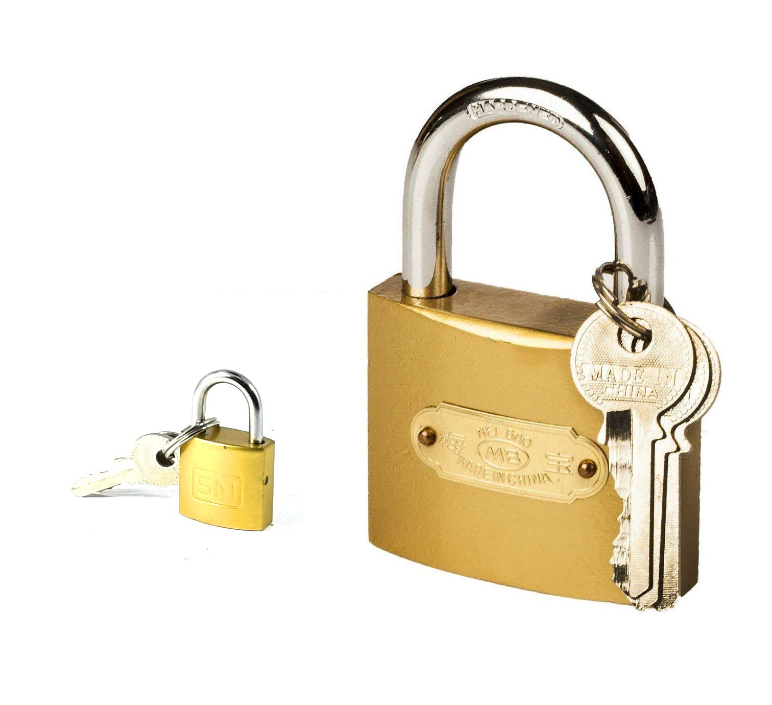 RT SHOP Pressing Lock 63mm with Small 25 mm 3 key's Hard Stainless Steel Imported Lock Suitable for Main Door, shutters, Godown, House Doors Gates, Store Gates