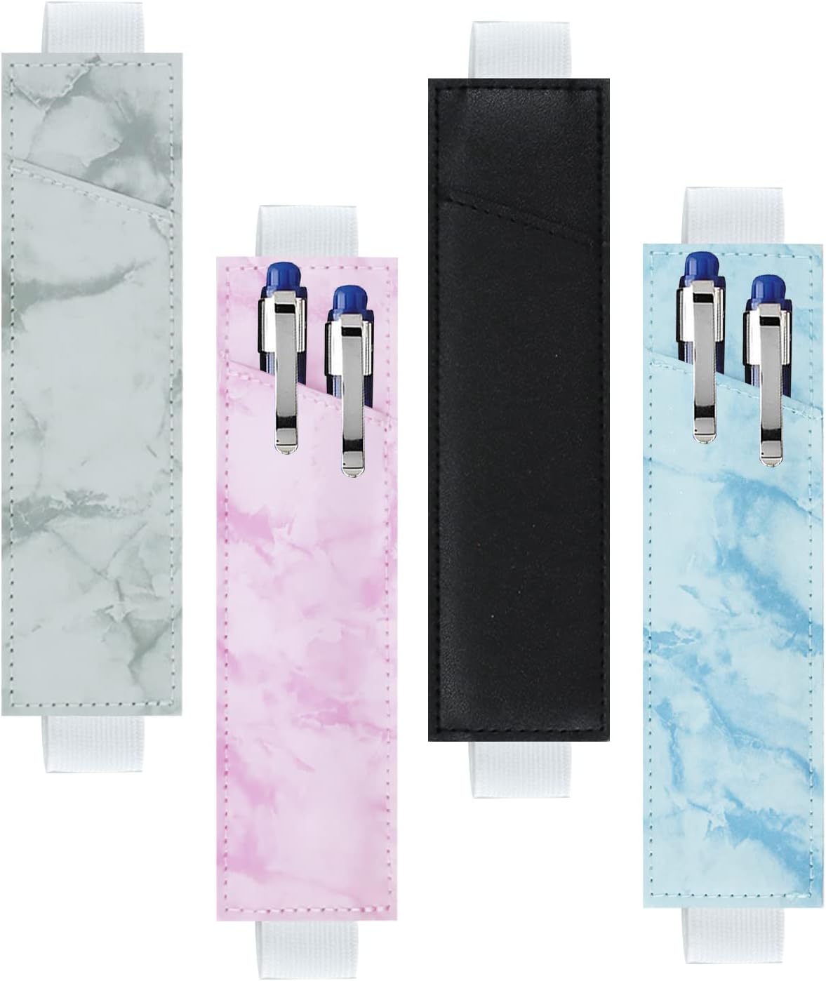 Chris.W 4 PCS Adjustable Elastic Band Pen Holder Pencil