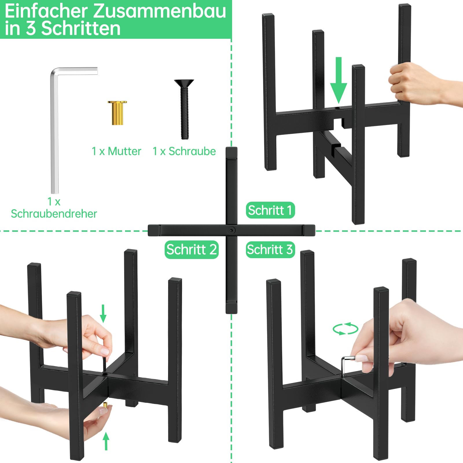 Oakrain Set di 2 fioriere Mid Century per piante da interno, vasi decorativi moderni in metallo per soggiorno, ufficio, giardino o balcone, fioriera bianca con supporto, 20,3 cm e 25,4 cm