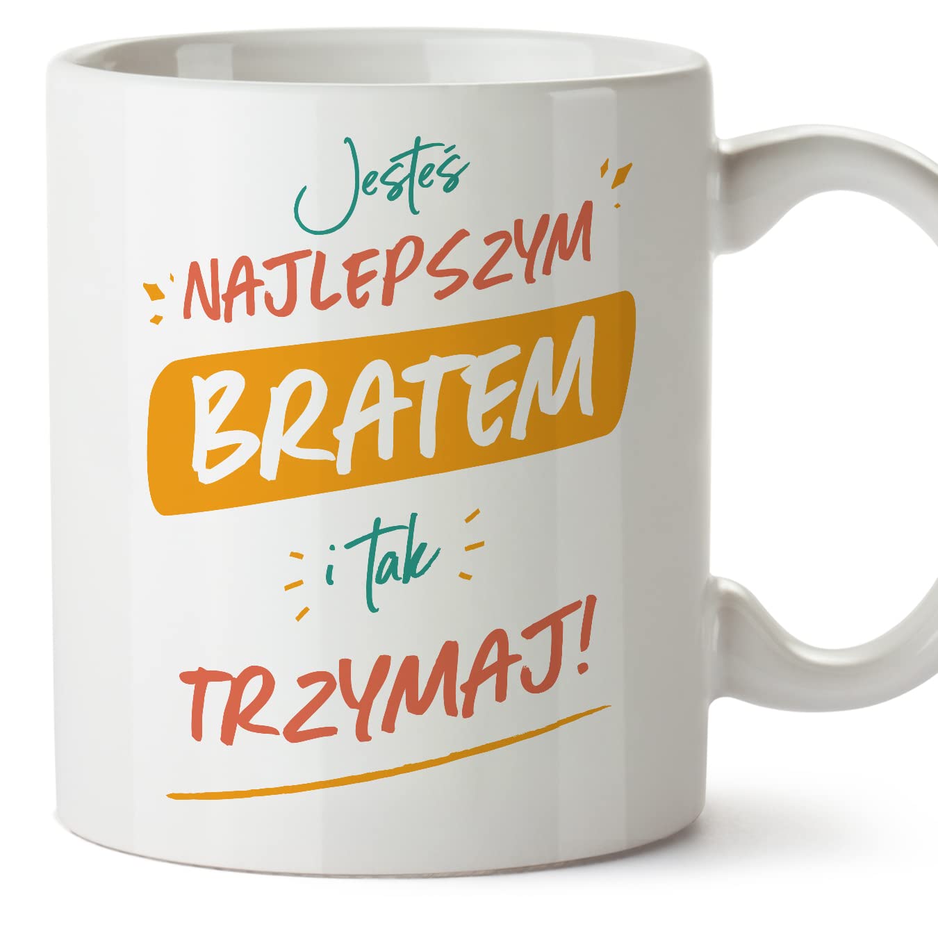 MUGFFINS Brother Mug - in Polish - Jesteś najlepszy tak trzymaj - Funny Gift - Ceramic 11oz Mug